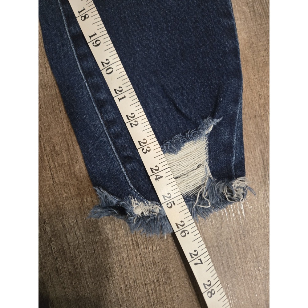 KanCan Maurices Dark Skinny Denim Jeans 31 Stretch Distressed Raw Hem - Picture 2 of 5